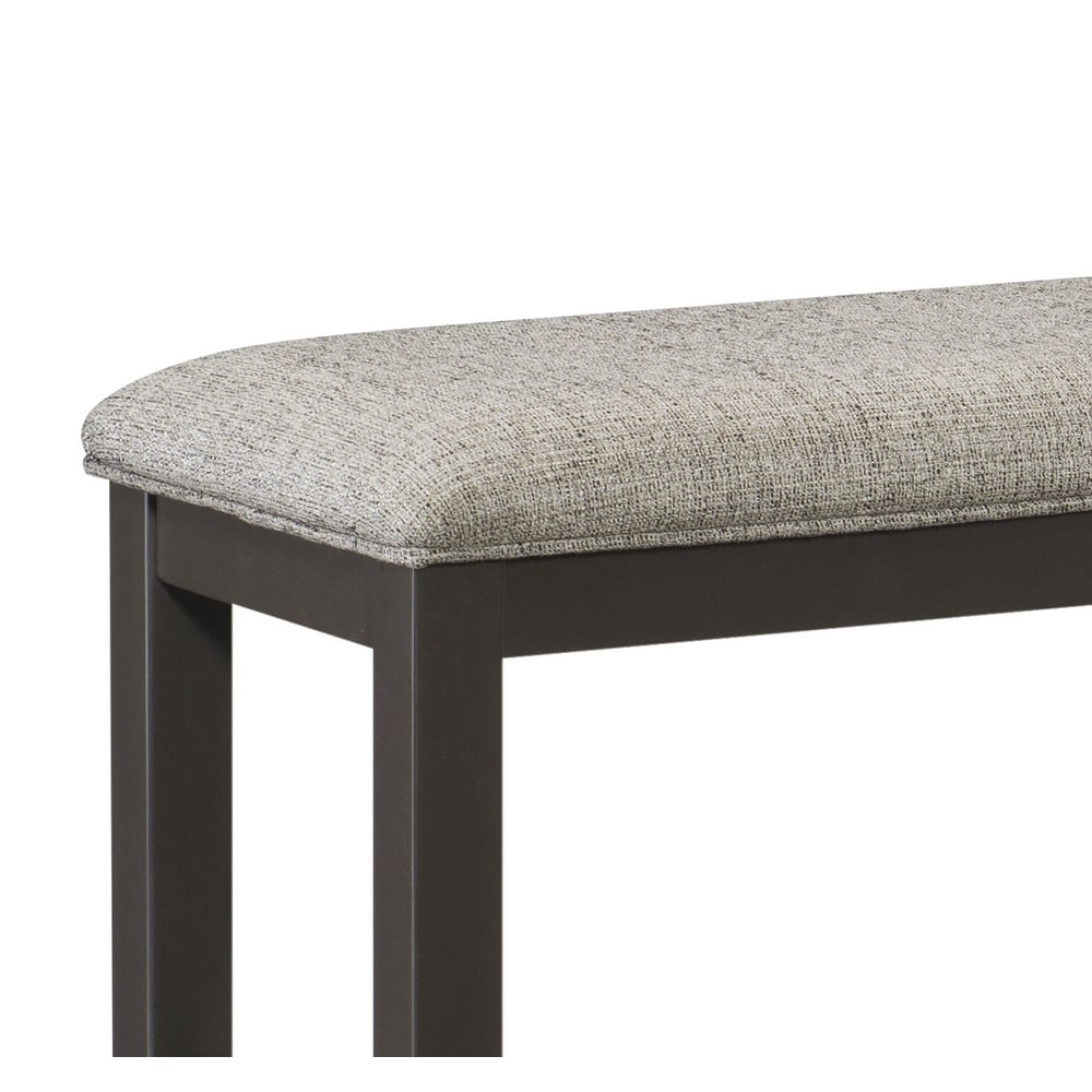 Casual Dining Counter Height Bench 1pc Gunmetal Gray Finished Wood Gray Fabric Covered Padded Seat Modern Furniture