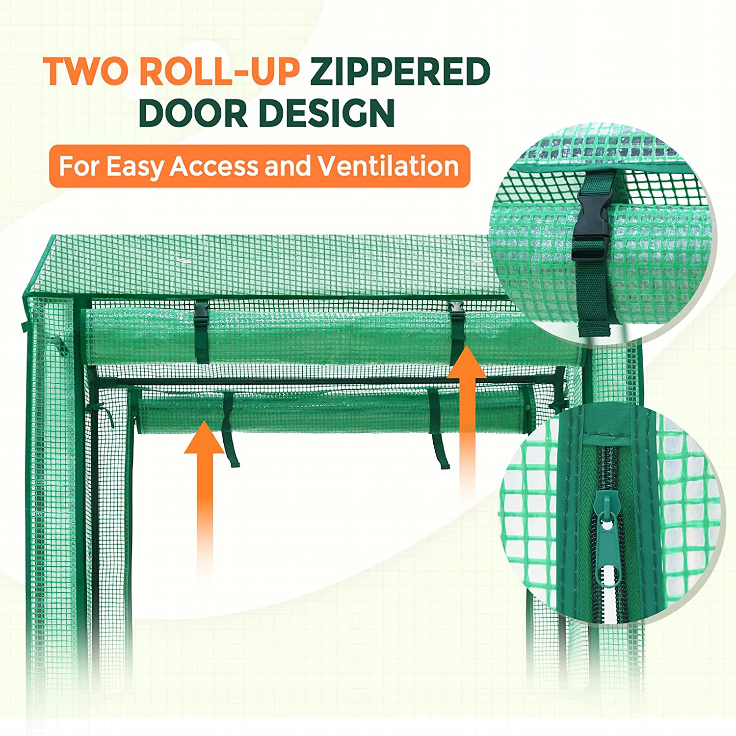 EAGLE PEAK Outdoor Tomato Hot House / Greenhouse with Double Roll-up Zippered Doors, Vertical Cold Frame Grow House for Vegetables, Flowers, 39 x 32 x 59 Inches, Green (Double Growbag)