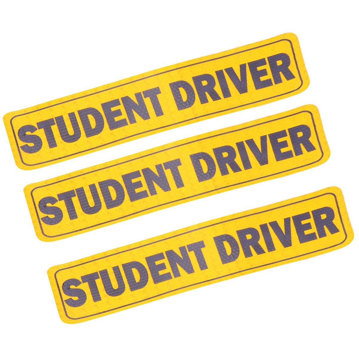 3pcs Creative Student Driver Letter Sticker Reflective Vehicle Magnet Sticker Warning Tape Paste For Car