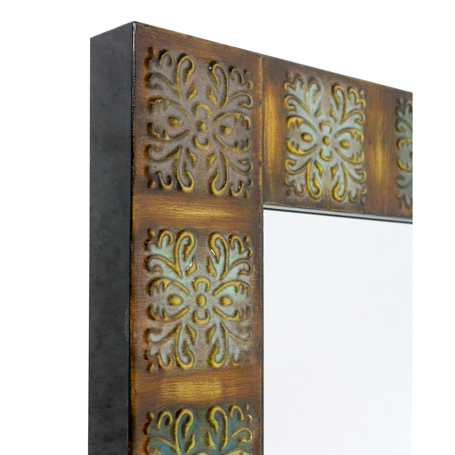 Embossed Metal Frame Wall Mirror MultiColored 36  x24  by Aspire  Crowdfused