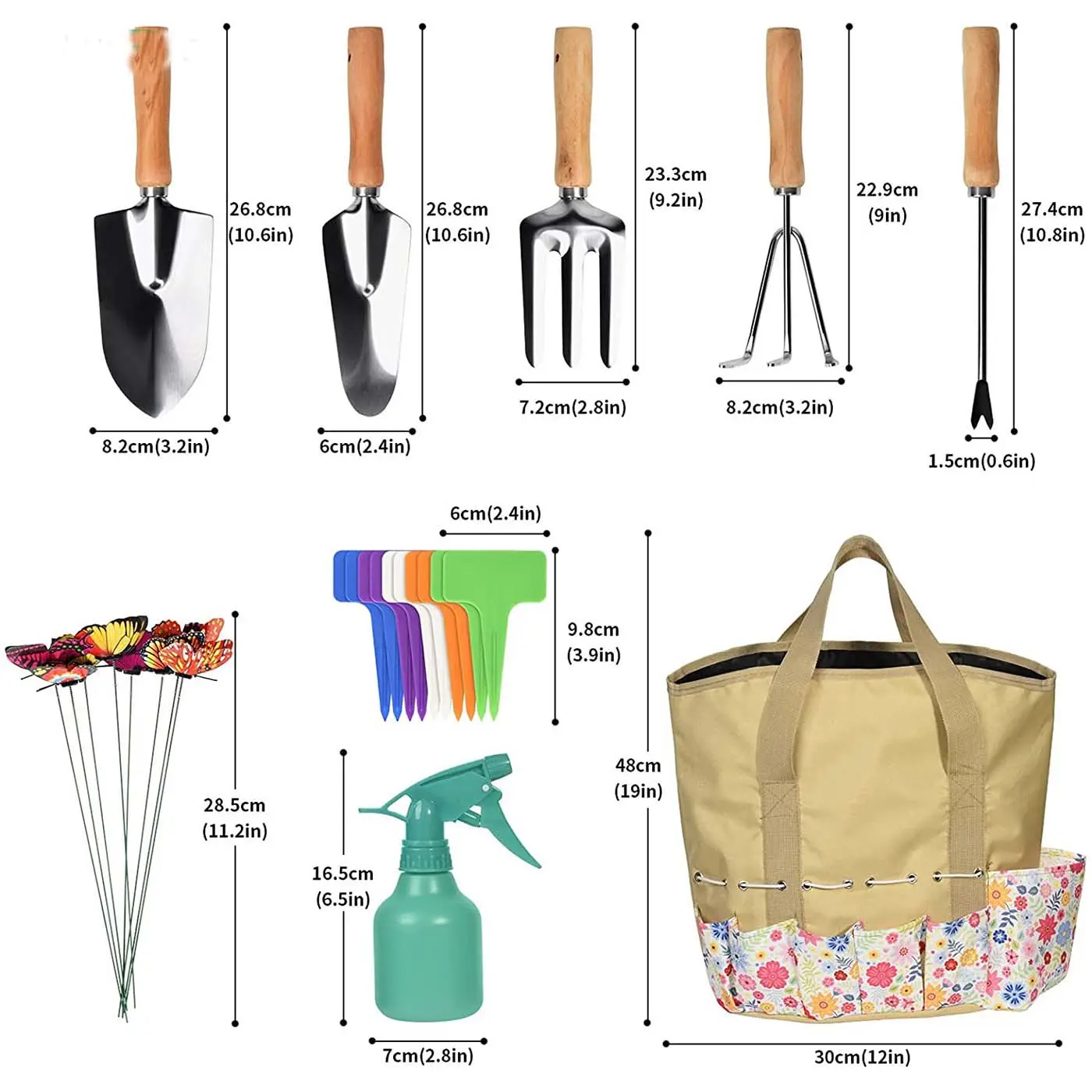 New Garden Tools Set Heavy Duty Gardening Hand Tool Kits with Sturdy Fabric Storage Bag For Planting Weeding Trimming Loosening