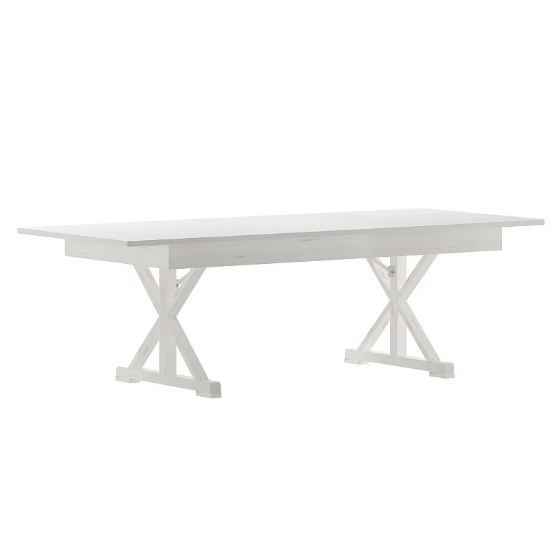 Emma and Oliver Elora 8' x 40 Rectangular Solid Pine Folding Farm Table with Crisscross Legs