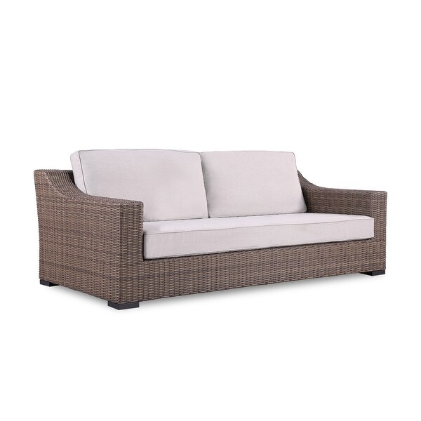 4Piece Manhattan Rustic Wicker Sofa Set with Tempered Glass