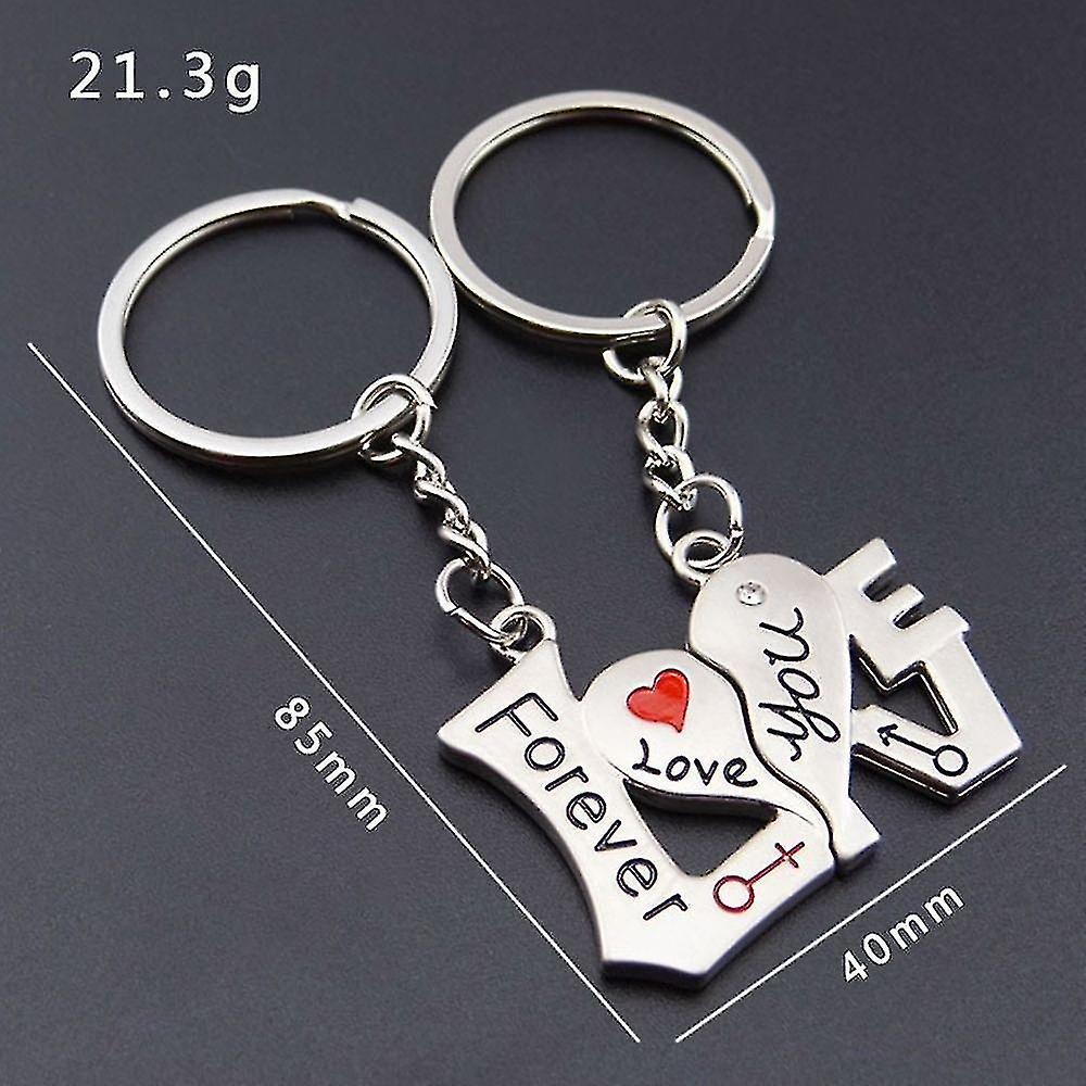 2pcs I Love You Key Chain Women Men Bag Pendant Couple Metal Red Heart Keychains Set For Boyfriend Girlfriend Valentine Day Gift