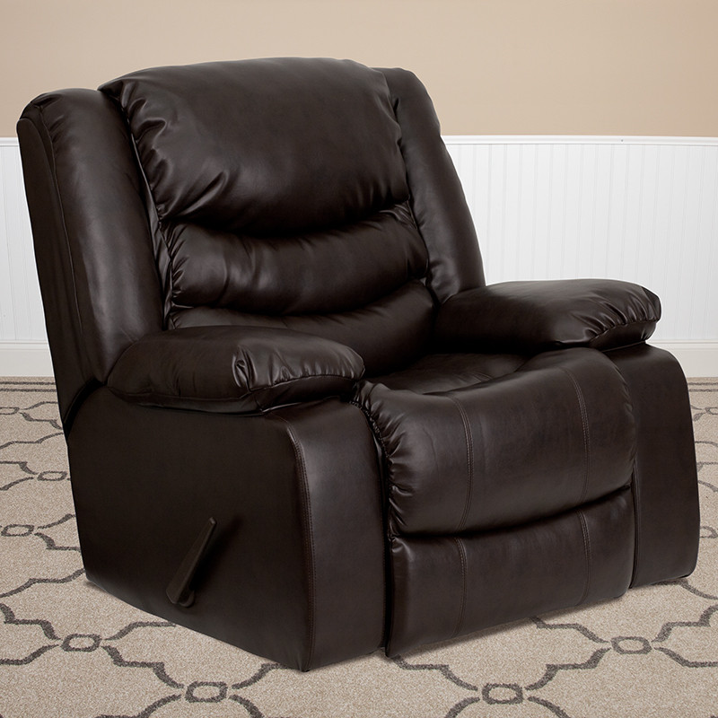 Plush Brown LeatherSoft Lever Rocker Recliner with Padded Arms   Contemporary   Recliner Chairs   by First of a Kind USA Inc  Houzz