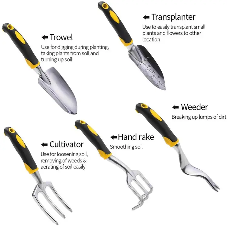 Garden Tool Set  Stainless Steel Heavy Duty Gardening Kit with Soft Rubberized Non Slip Ergonomic Handle