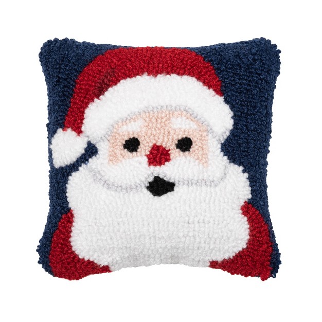 X 8 quot Christmas Santa Wishes Santa Face On Black Background Petite Accent Hooked Pillow