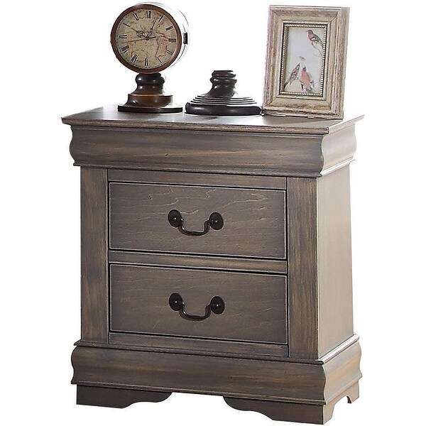 Modern Wooden Bedroom Furniture Nightstand Storage Cabinet， With 2 Drawer Storage， With Metal Crown Molding Handles - - 35465406