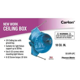 Carlon 1-Gang 18 cu. in. PVC New Work Electrical Ceiling Box with Ground Lug B518PR-UPC