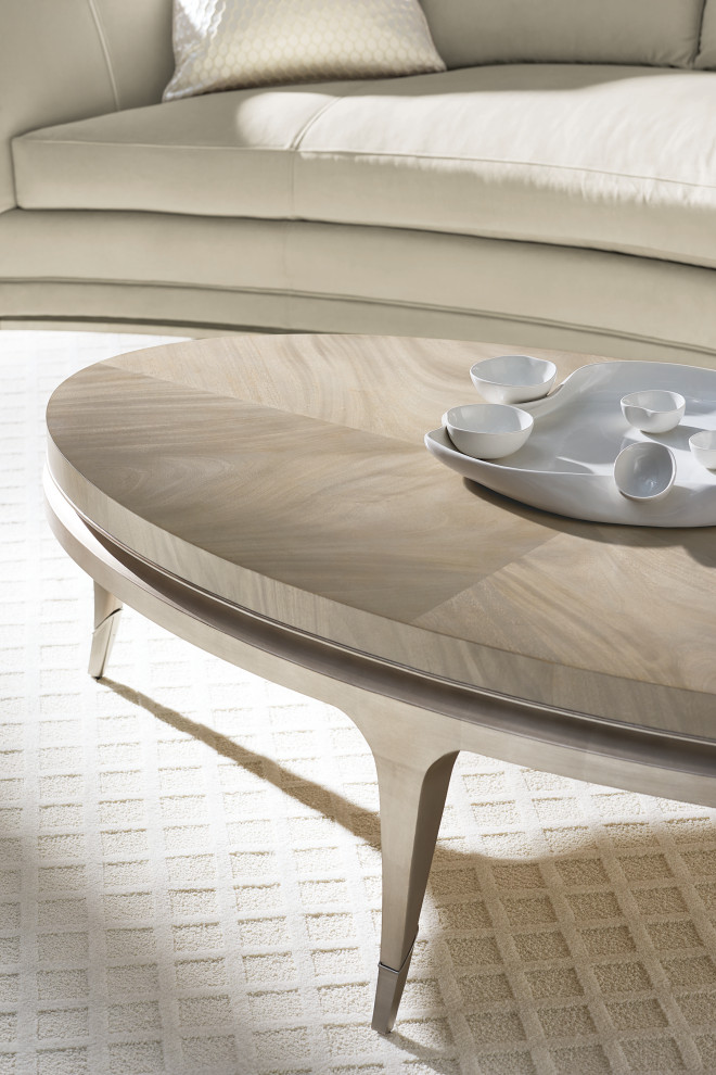 Front And Center Silver Mahogany Oval Cocktail Table   Transitional   Coffee Tables   by Caracole  Houzz