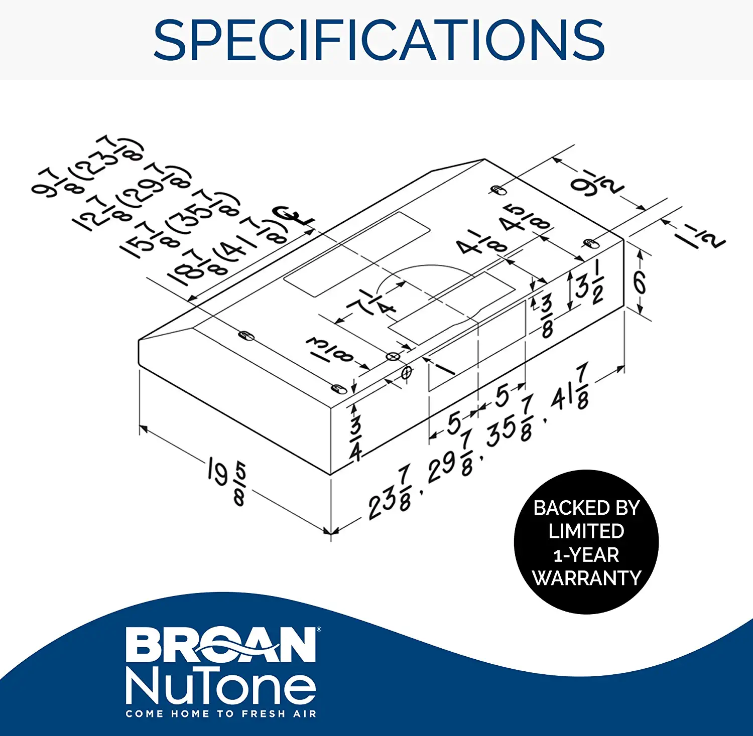 Broan Glacier BCSD1 36-in Convertible Stainless Steel Undercabinet Range Hood