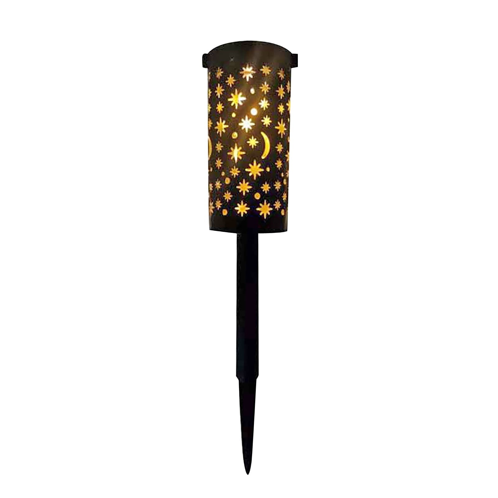 Mnycxen Wrought Iron Hollow Lawn Lamp， Star And Moon Lamp， Outdoor Garden Lamp，Solar