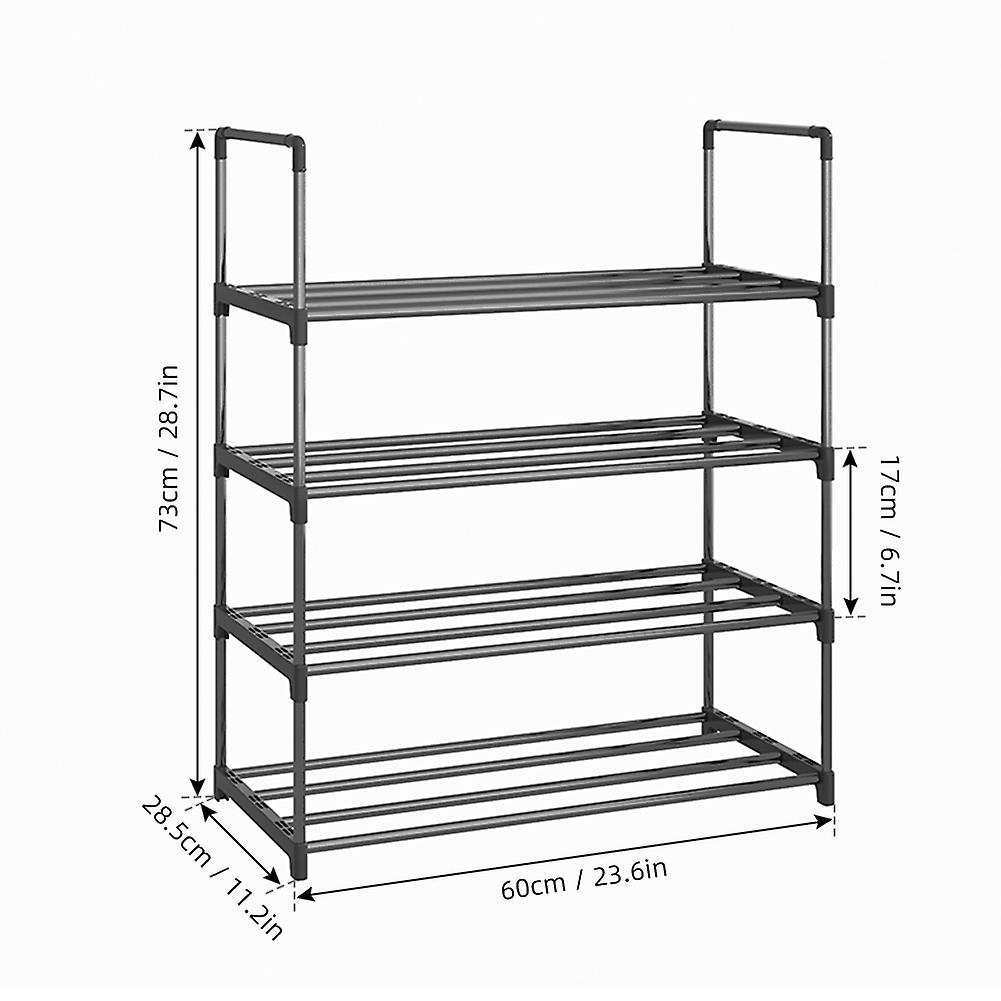 Shoe Rack 4 Tier / 6 Tier Shoe Organizer With 4 Shelves / 6 Shelves Metal Shoe Storage Stackable For Living Room Hallway Entrance Black No.332625