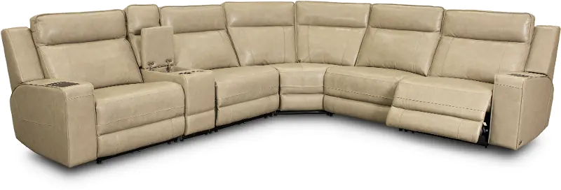 Dynasty 6-Piece Curved Reclining Leather Sectional