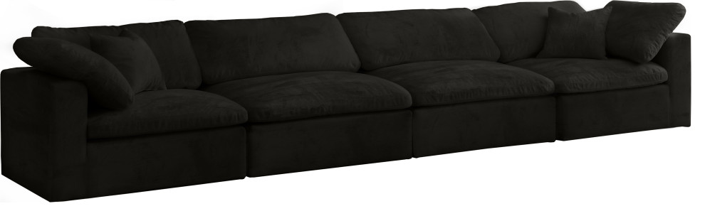 Cozy Velvet Upholstered Comfort Modular Sofa   Transitional   Sectional Sofas   by Meridian Furniture  Houzz