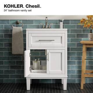 KOHLER Chesil 24 in. W x 18.64 in. D x 36.14 in. H Bathroom Vanity in White with Bianco Bella Top R35902-ASB-0