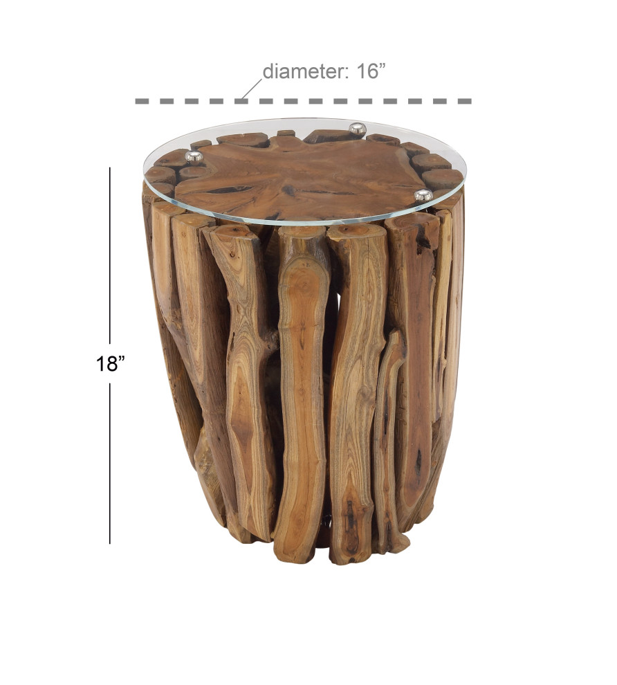 Rustic Brown Teak Wood Accent Table 75560   Rustic   Side Tables And End Tables   by pruneDanish  Houzz