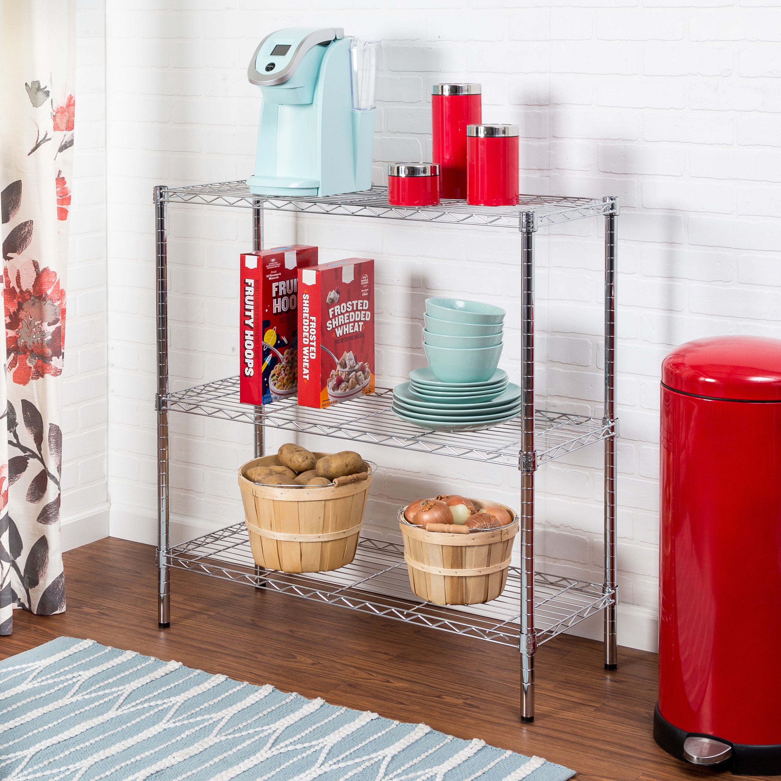 Honey Can Do 3-Tier Heavy-Duty Adjustable Shelving Unit With 200-Lb Shelf Capacity, Chrome, Basement/Garage