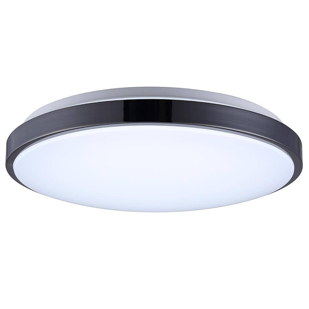 SMRTLite by NBG HOME 15 in. Black Nickel Integrated LED Trim Flush-Mount with Selectable White DS18978