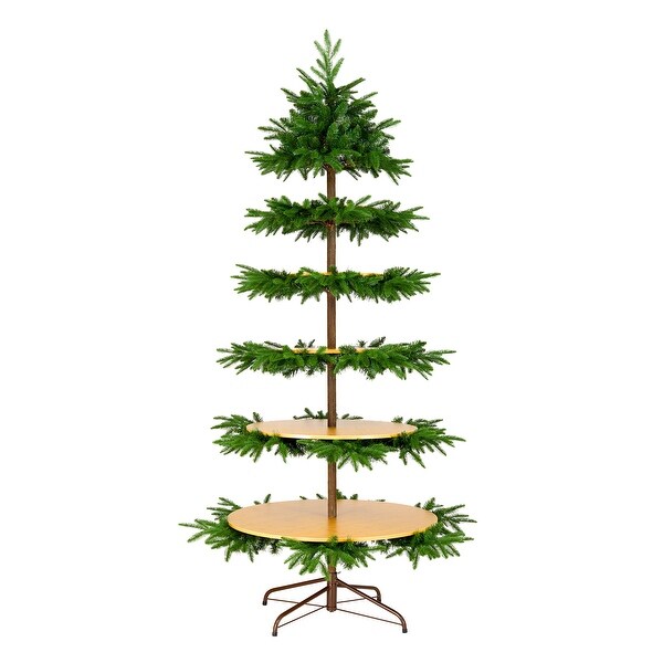 National Tree Company 7.5 ft. Feel Real® Platform Tree，5 piece Bamboo Shelves