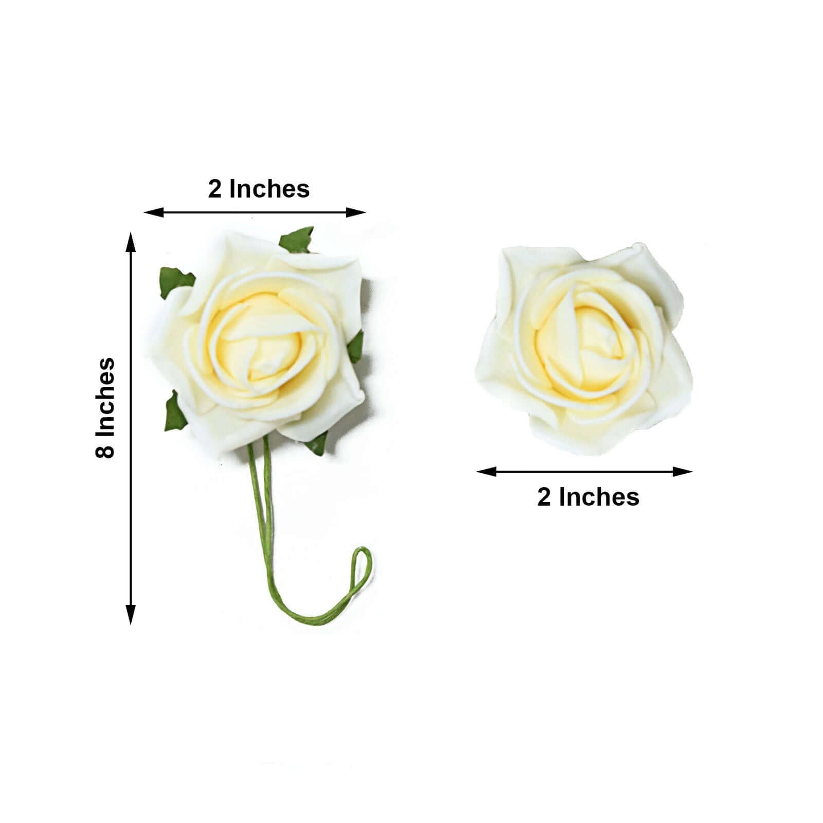 24 Roses Cream Artificial Foam Flowers With Stem Wire and Leaves 2