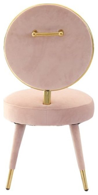 Modrest Haswell Velvet  ampMetal Upholstered Accent Chair in Pink (Set of 2)   Midcentury   Dining Chairs   by Homesquare  Houzz