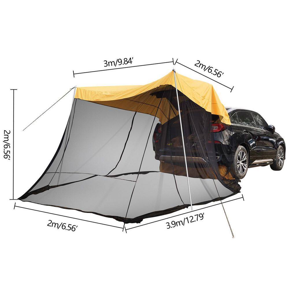 YIYIBYUS 4-Person 210T Polyester Fabric Portable Waterproof Car Awning Camping Tent in Yellow YD-HS1234P300-1