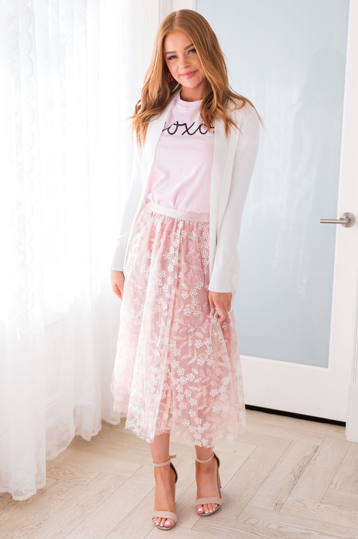 Classic Beauty Modest Embroidered Tulle Skirt