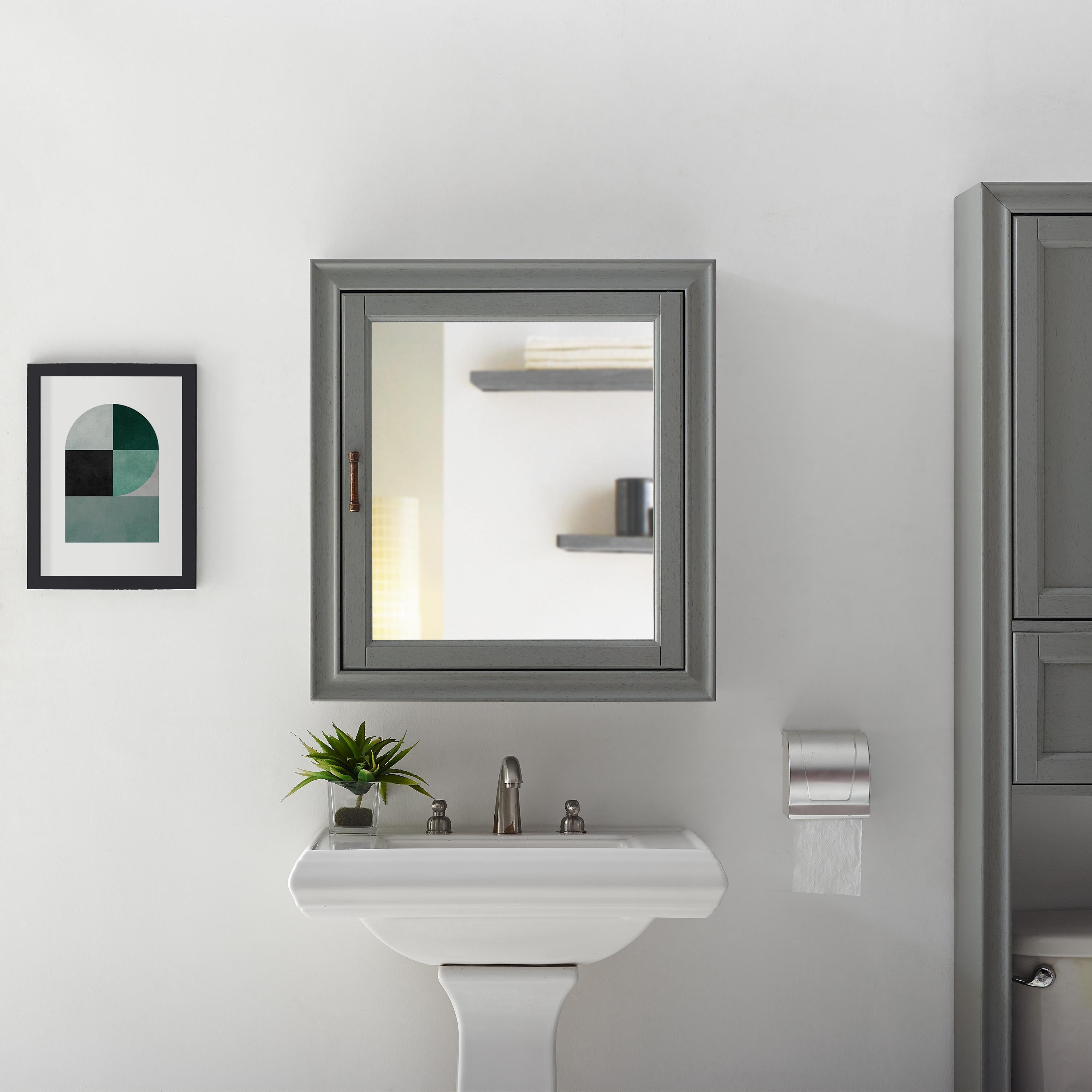 TARA BATH MIRROR CABINET IN VINTAGE GREY