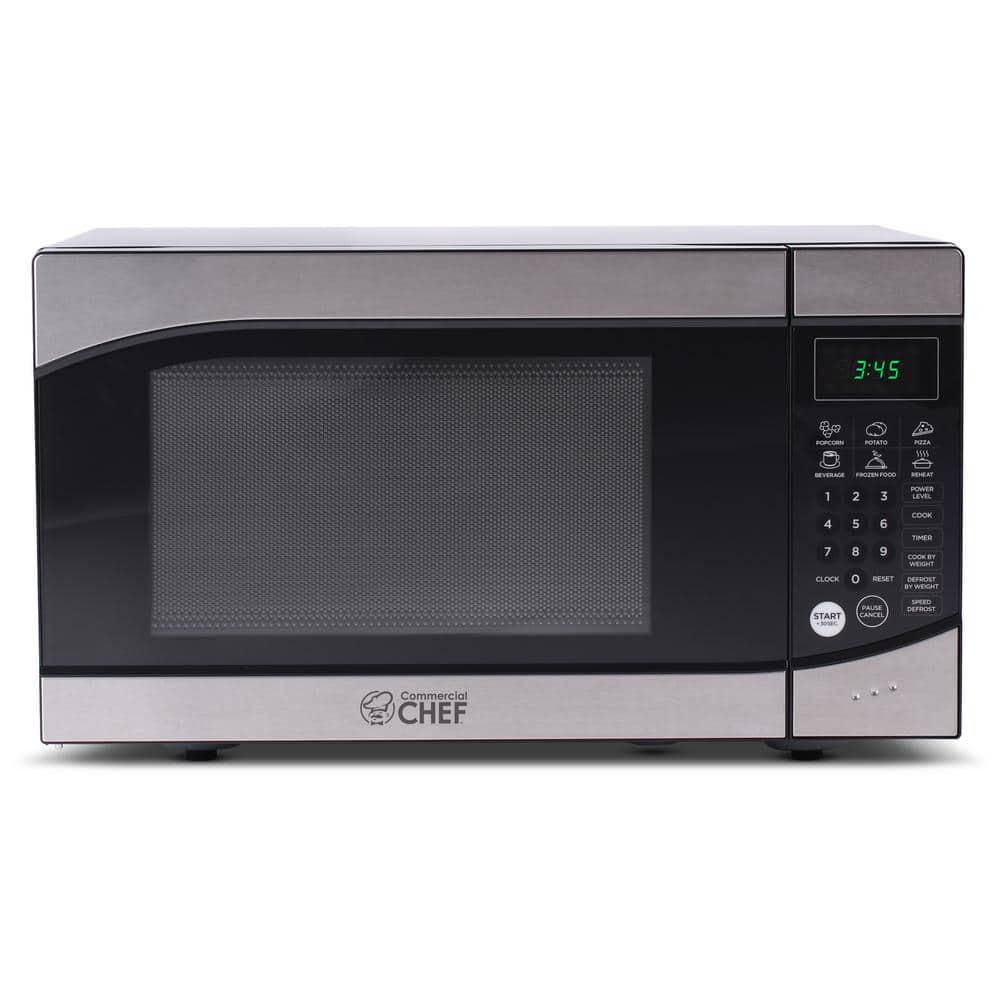 Commercial CHEF 09 cu ft Countertop Microwave Stainless and Black