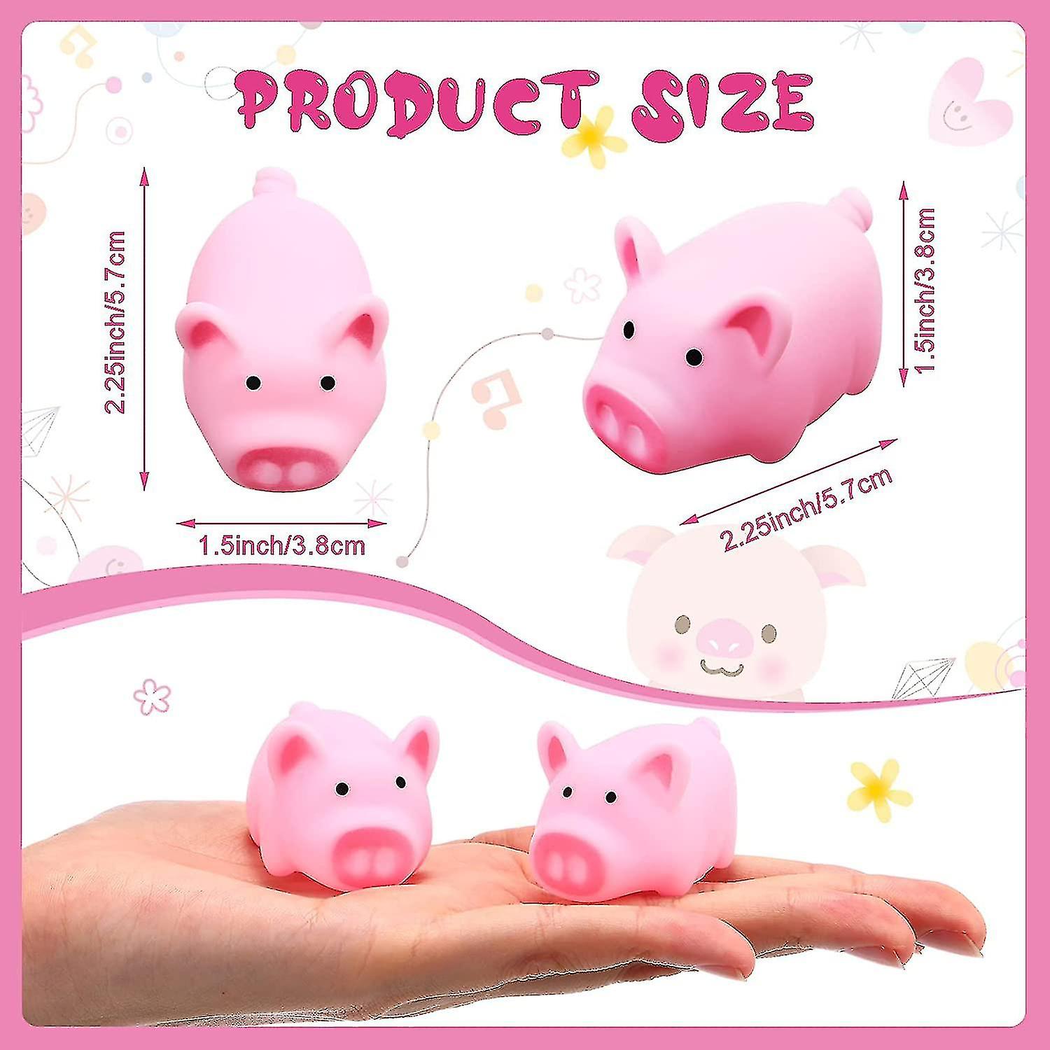 50 Pcs Rubber Pig Bath Toy Bulk Mini Pig Toys Pink Piggy Bathtub Toys Float Squeak Toys For Baby Shower Halloween Christmas Party Birthday Gift