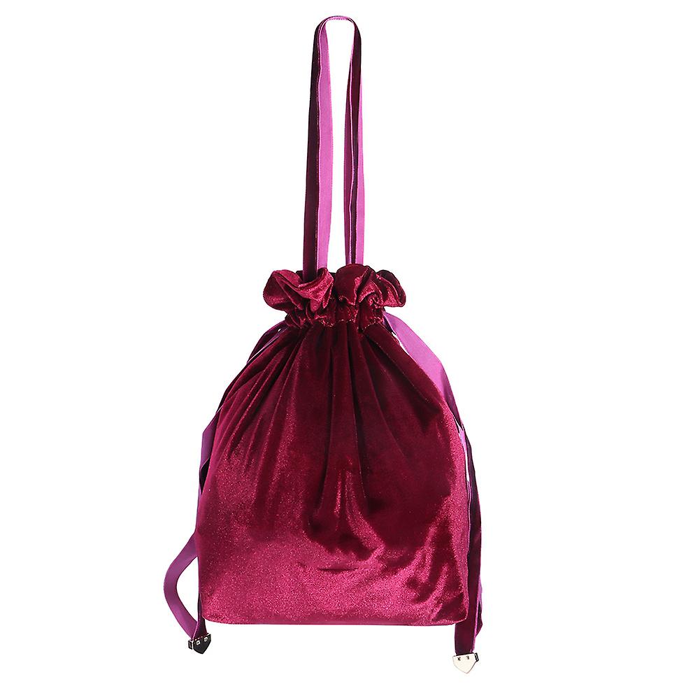 Household Portable Velvet Makeup Cosmetic Bag Drawstring Storage Bag For Outdoor Travelingwine Red S Size