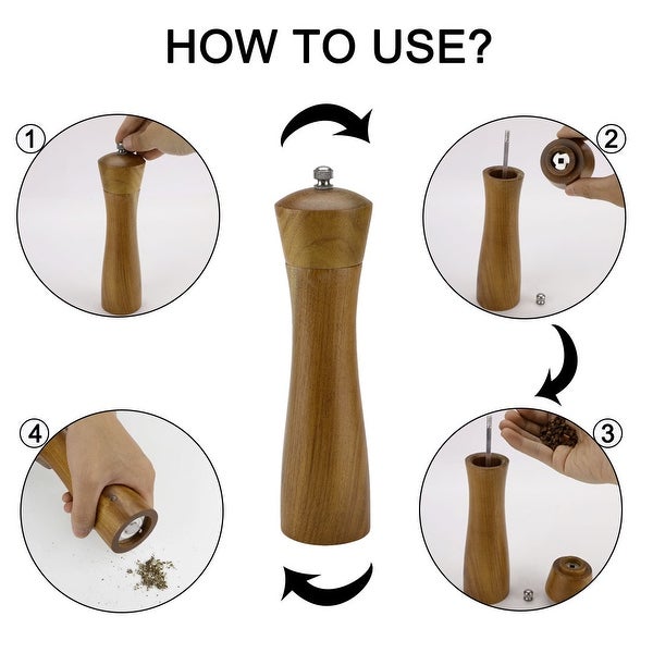 Wooden Salt Pepper Grinder Mills Shakers with Adjustable Coarseness