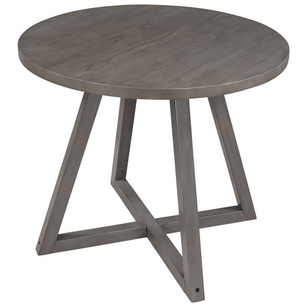 Wood Round Dining Table with X-shape Legs