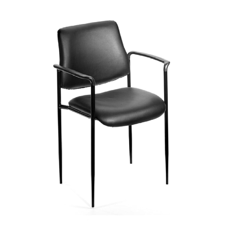 Boss Square Back Diamond Stacking Chair with Arm in Black Caressoft