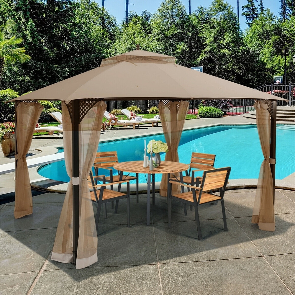 12 x 10 Ft Outdoor Double Top Patio Gazebo