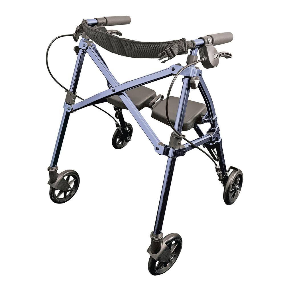 Stander Space Saver Rollator Short Lightweight Junior Folding Walker for Seniors and Adults Cobalt Blue 4230-CB