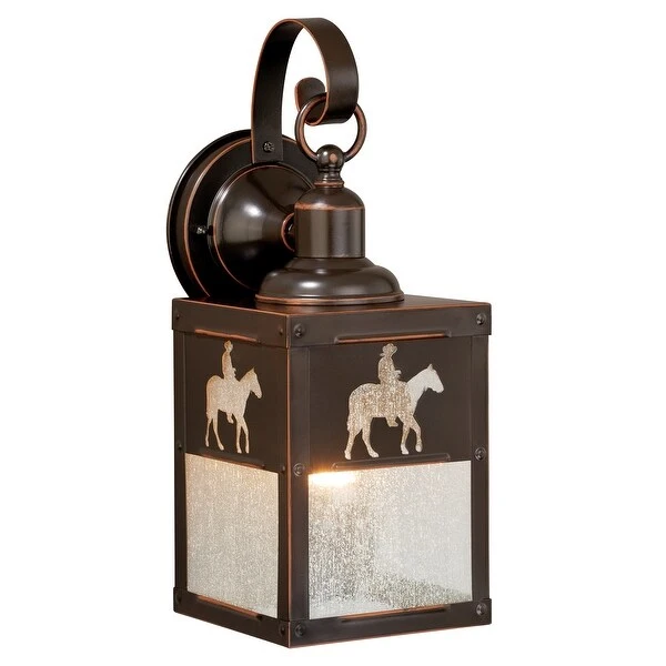 Trail 1 Light Bronze Rustic Horse Cowboy Outdoor Wall Lantern Clear Glass - 5-in W x 13-in H x 6-in D Shopping - The Best Deals on Outdoor Wall Lanterns | 26685060