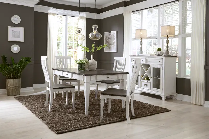 Allyson Park White 5 Piece Dining Set with Rectangle Table