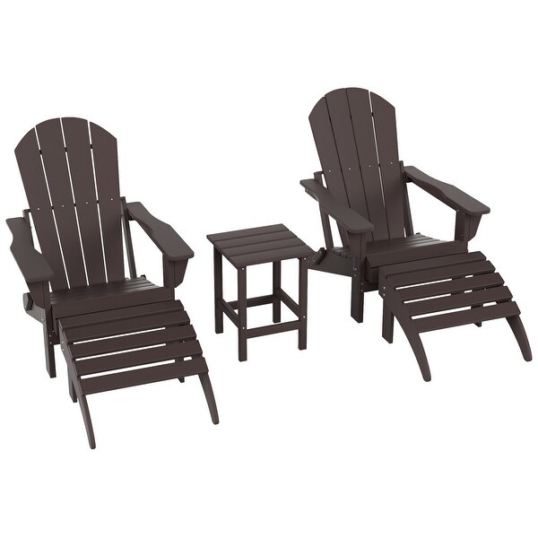 Polytrends Laguna Hdpe All Weather Outdoor Patio Foldable Adirondack Chairs Conversation Set (5Piece Set)