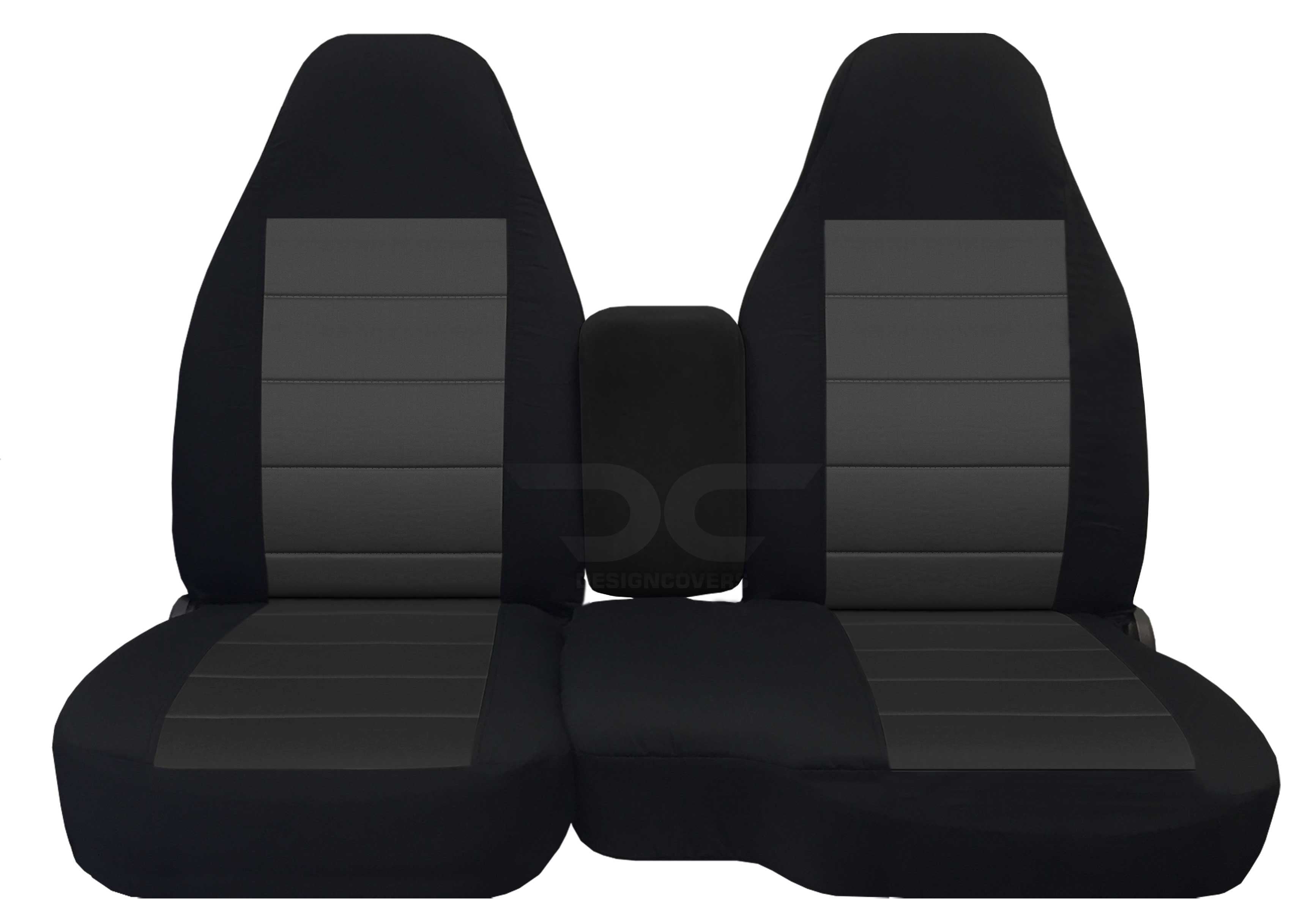 T29-Designcovers Compatible with 2004-2012 Ford Ranger/Mazda B-Series Two-Tone Truck Seat Covers (60/40 Split Bench) w Center Console/Armrest Cover: Opening Console ，Black and Charcoal Velour