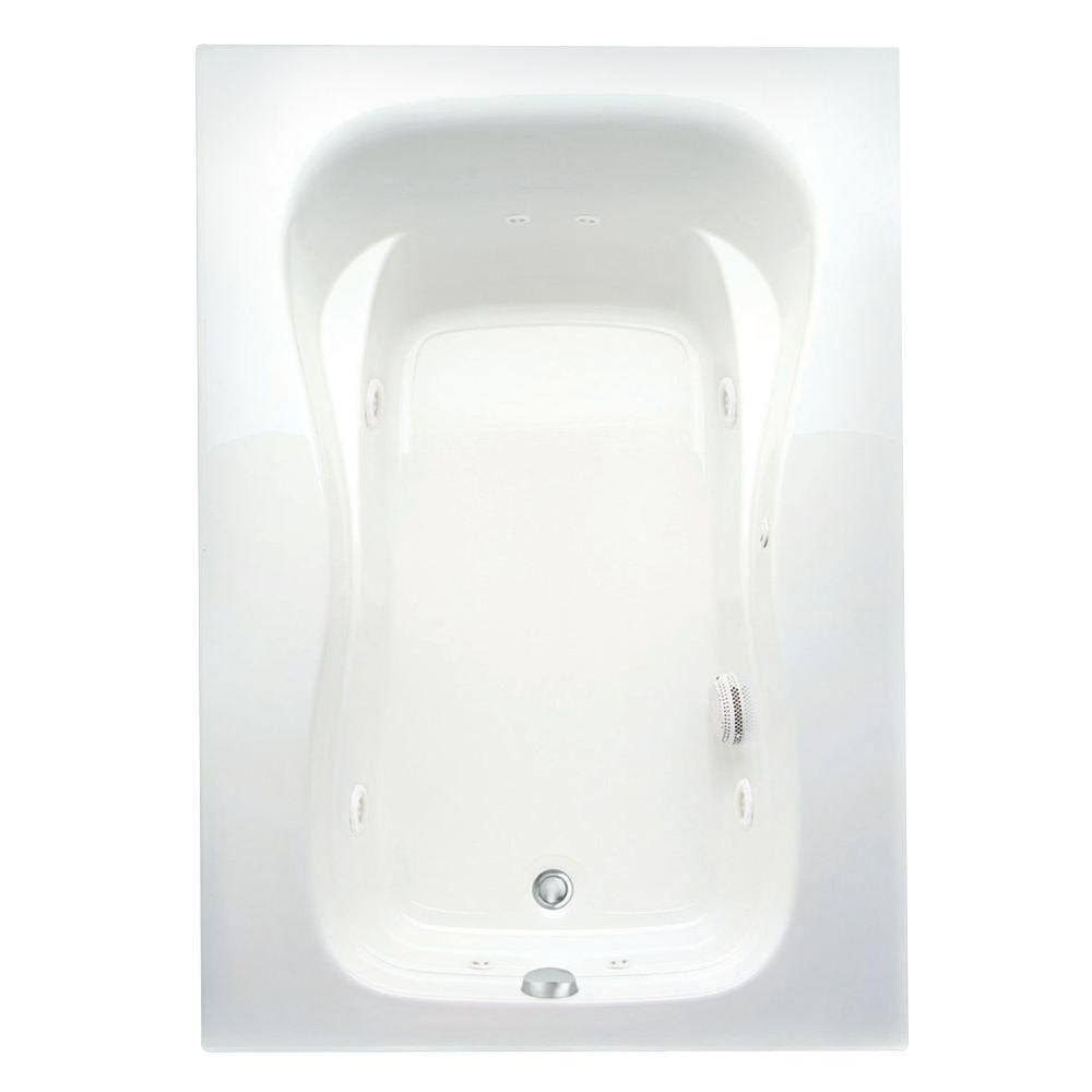 Aquatic Marratta 60 in. Acrylic Left Drain Rectangular Alcove Whirlpool Bathtub with Heater in White 826541934532