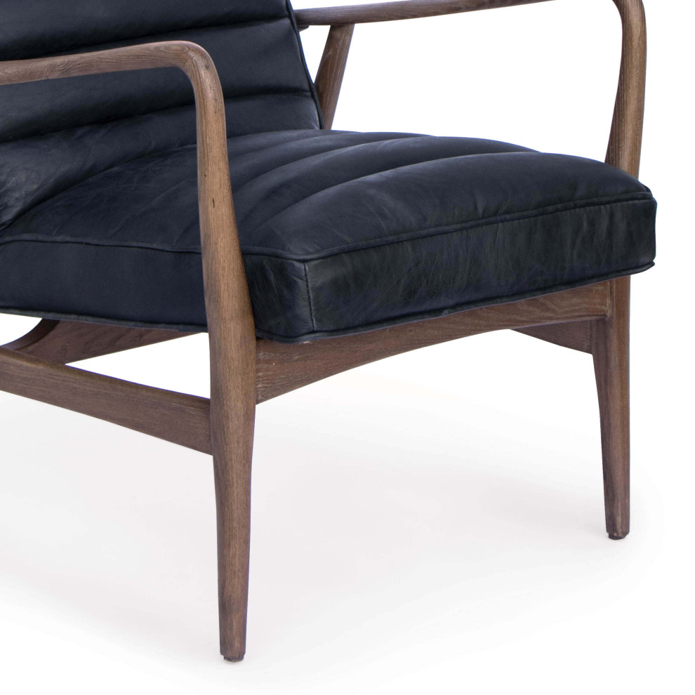 Piper Chair  Antique Black Leather   Midcentury   Armchairs And Accent Chairs   by HedgeApple  Houzz