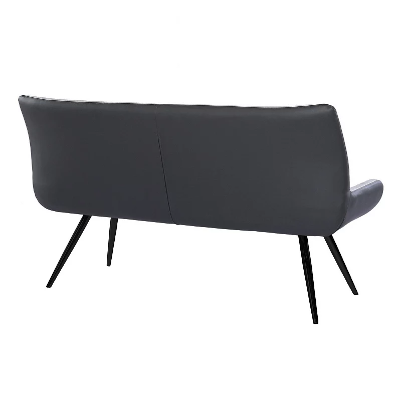 High Back Fabric Bench with Low Profile Arms and Tapered Legs， Gray