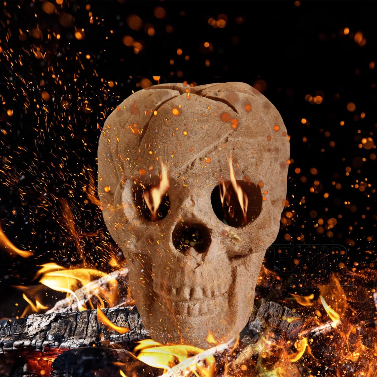 Ceramic Fireproof Fire Pit Skull Log， Human Skull Gas Log For Indoor And Outdoor Fireplaces And Fi