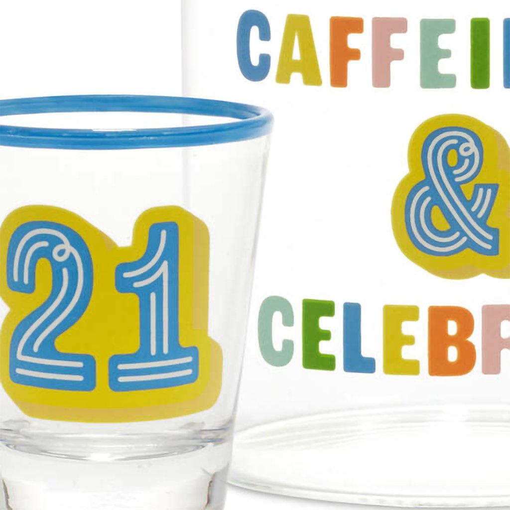 Hallmark  Glass 21st Birthday Mug and Shot Glass Bundle