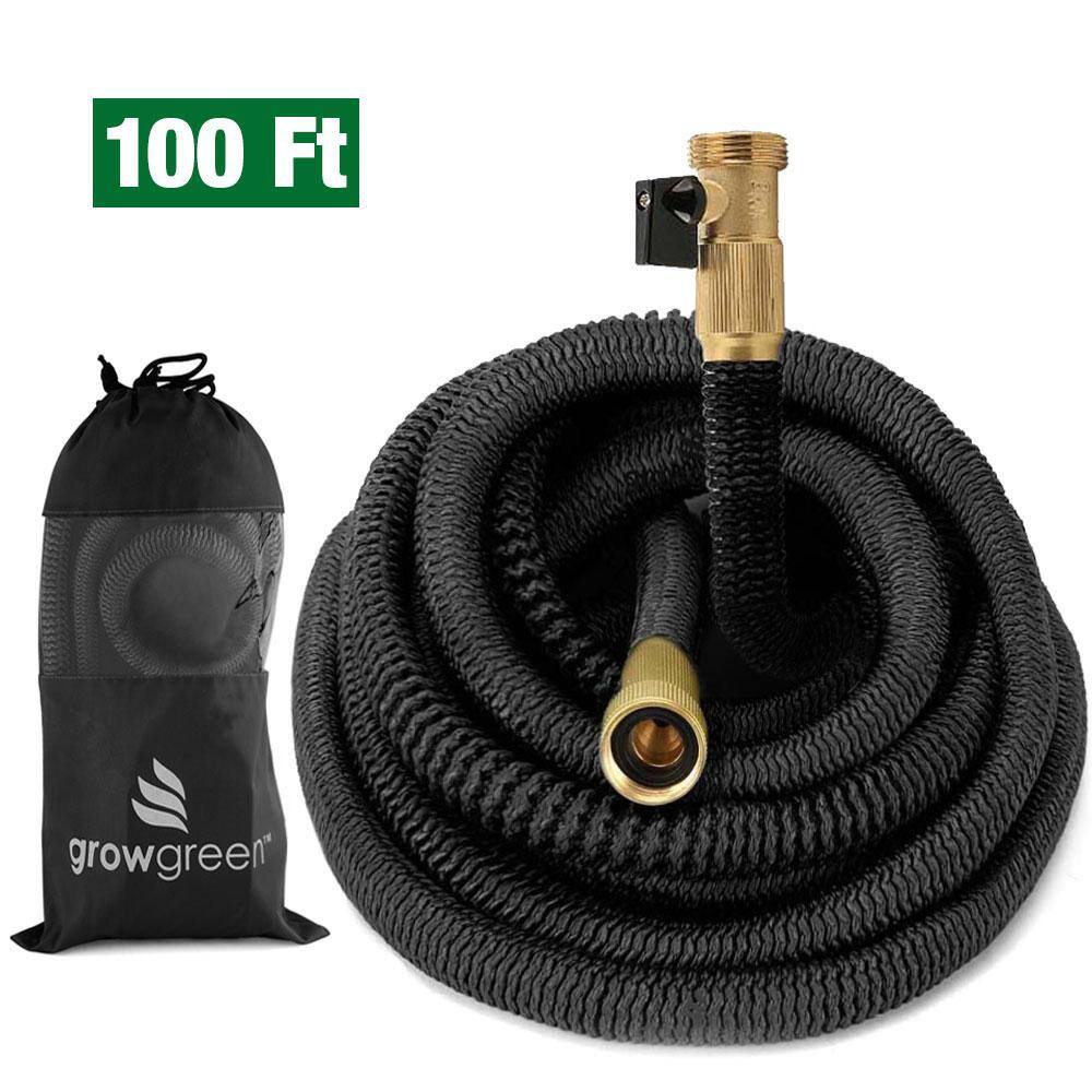 GrowGreen 34 in. x 100 ft. Heavy Duty Expandable Garden Hose with Storage Sack 26-BH-100-HD