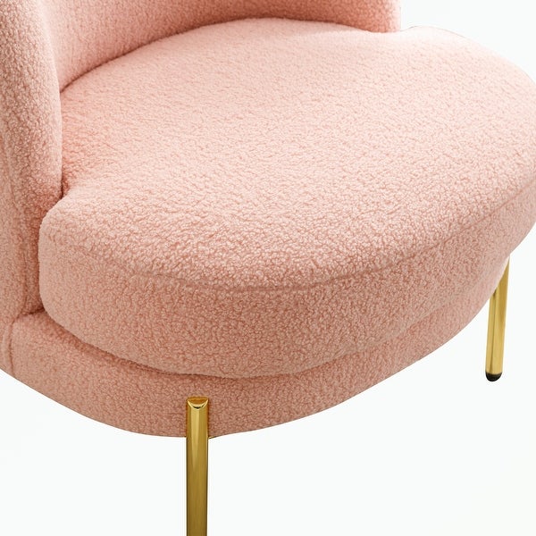 Accent Chair Upholstered Curved Backrest with Golden Adjustable Legs