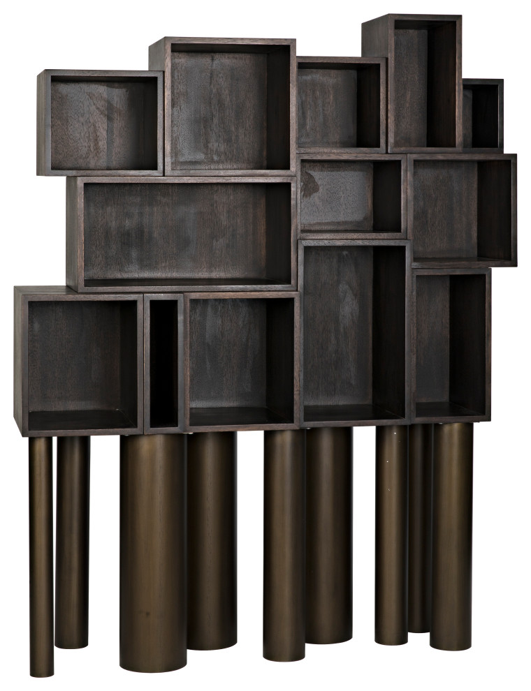 Mr. Roberts Shelving  Ebony Walnut with Metal Legs   Transitional   Bookcases   by HedgeApple  Houzz