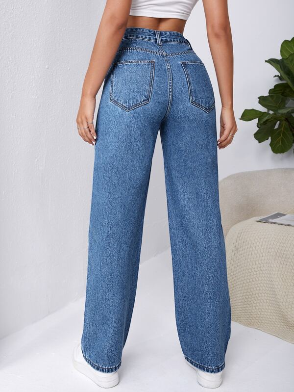 Frenchy High Waist Slant Pocket Boyfriend Jeans